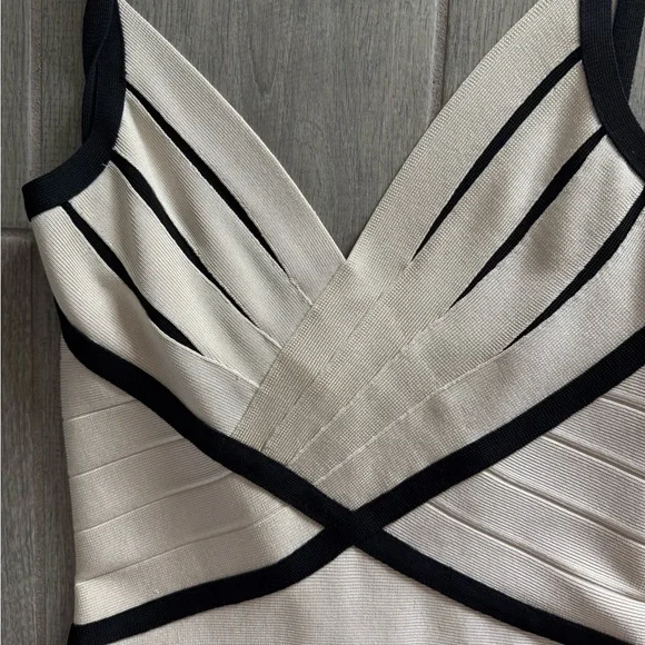 Herve Leger Beige and Black Mini Dress - Picture 8 of 12